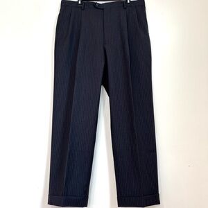 Joseph Feiss High Rise Classic Dark Grey pinstripe Wool Business Office Pants 38